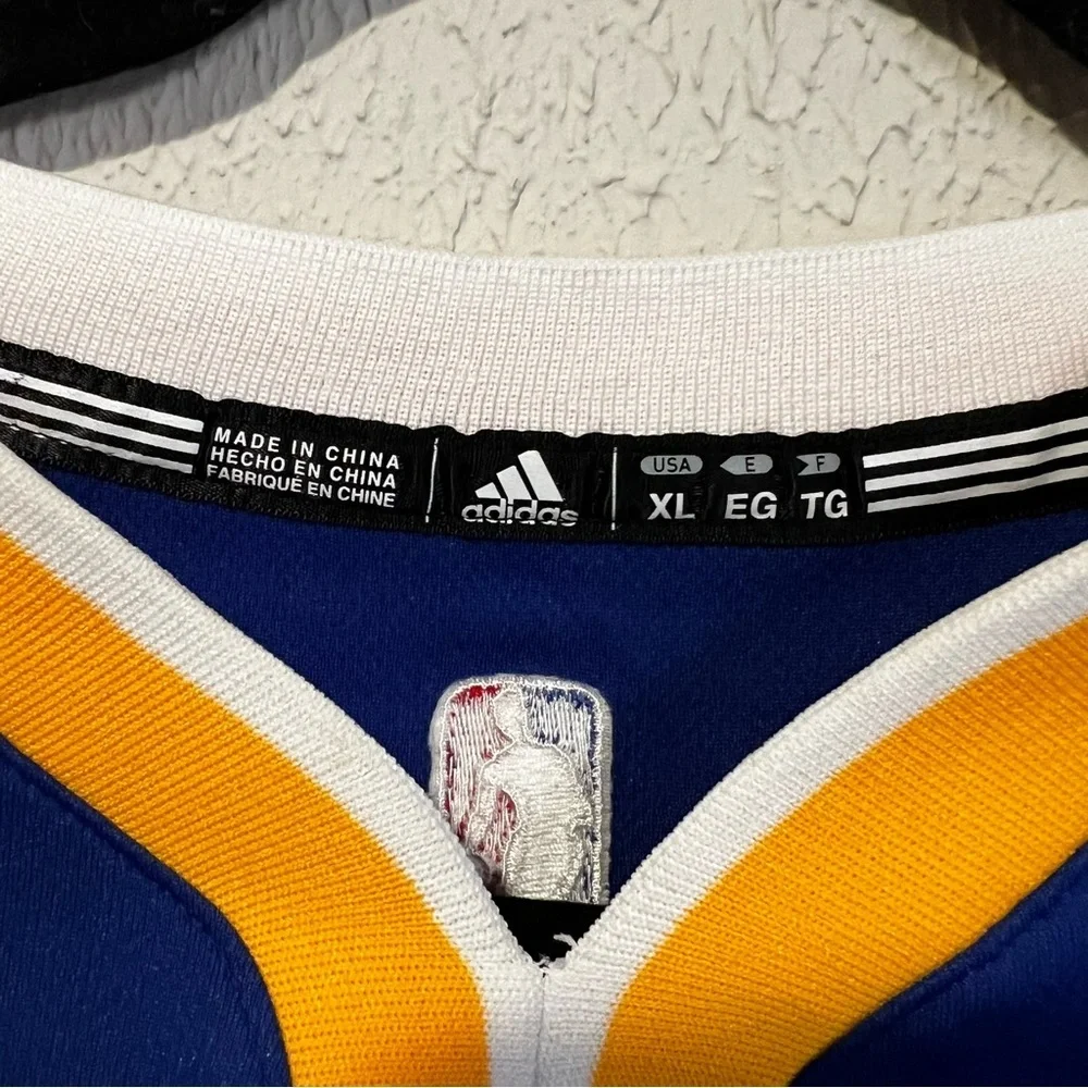 Adidas Golden State Seth Curry Warriors blue and gold jersey size X Large